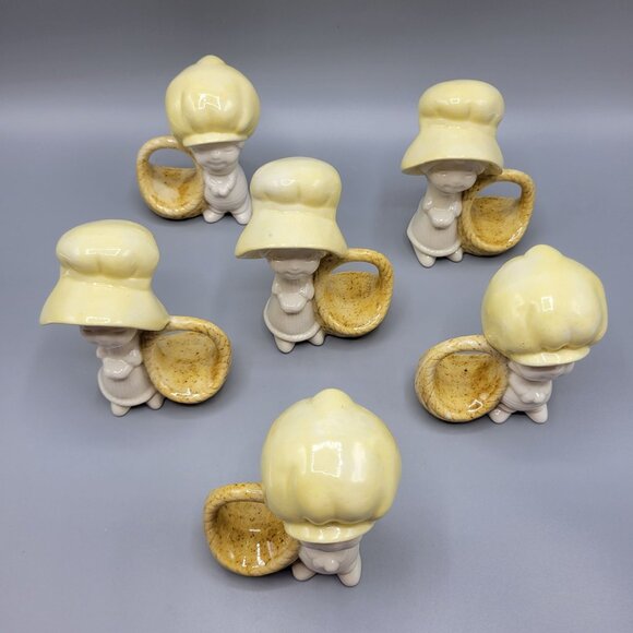 Other - Vintage Porcelain Holly Hobbie Napkin Holders Ceramic Figurine Set Of 6